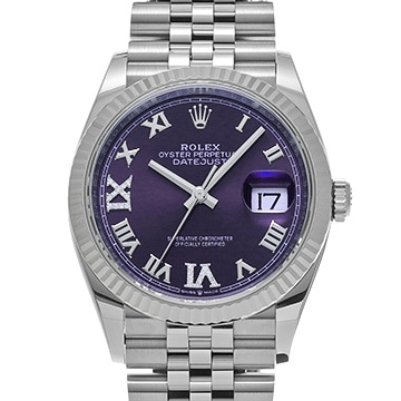ロレックス デイトジャスト 36 126234 オーベルジーヌ/ダイヤモンド メンズ 時計 【中古】【wristwatch】