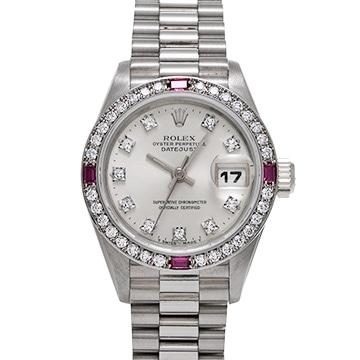 ロレックス デイトジャスト 69069G シルバー/ピンクサファイア レディース 時計 【中古】【wristwatch】