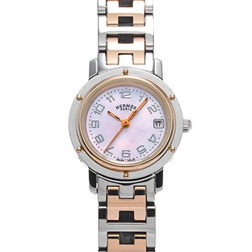 エルメス クリッパー ナクレ CL4.221 ピンクシェル レディース 時計 【中古】【wristwatch】