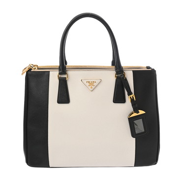 プラダ 2WAY ホワイト/ブラック サフィアーノレザー レディース バッグ 【中古】【bag】