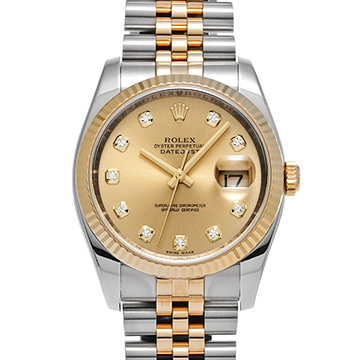 ロレックス デイトジャスト 116233G シャンパン/ダイヤモンド メンズ 時計 【中古】【wristwatch】