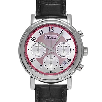 ショパール エルトン・ジョン クロノグラフ 16/8331/11 ピンクシェル/シルバー メンズ 時計 【中古】【wristwatch】