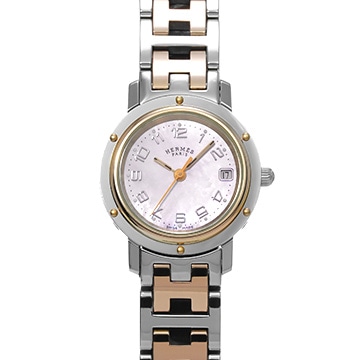 エルメス クリッパー ナクレ CL4.221 ピンクシェル レディース 時計 【中古】【wristwatch】