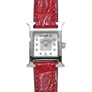 エルメス Hウォッチ ミニ HH1.110 ホワイトシェル/ダイヤモンド レディース 時計 【中古】【wristwatch】