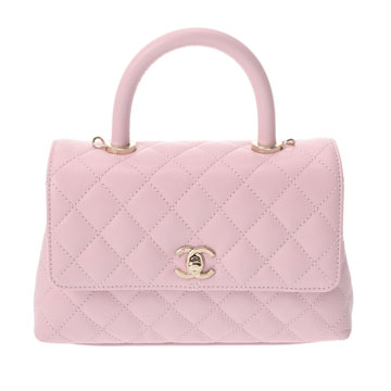 シャネル トップハンドル フラップバッグ ピンク A92990 グレインドカーフスキン レディース バッグ 【中古】【bag】