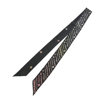 シャネル ヘアバンド ロゴ ココマーク ブラック シルクツイル100% レディース 【新品】【other】