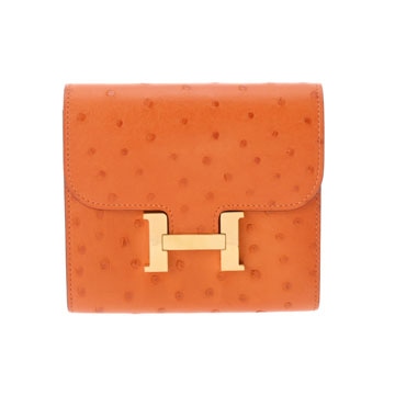 エルメス コンスタンス コンパクト オレンジ オーストリッチ レディース 財布 【中古】【purse】