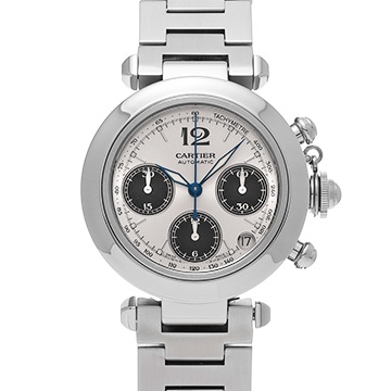 カルティエ パシャC クロノグラフ W31048M7 シルバー/ブラック メンズ 時計 【中古】【wristwatch】