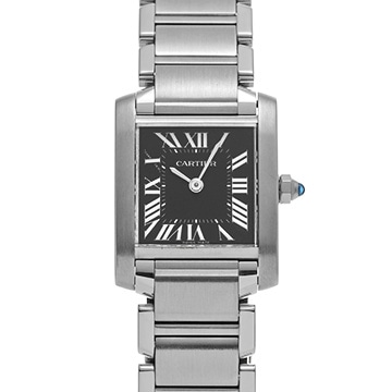 カルティエ タンク フランセーズ SM W51026Q3 ブラック レディース 時計 【中古】【wristwatch】