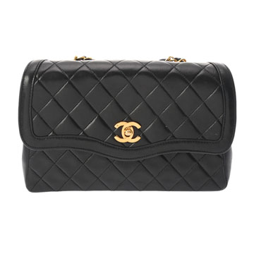 シャネル マトラッセ チェーンショルダー ブラック ラムスキン レディース バッグ 【中古】【bag】