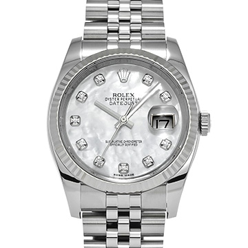 ロレックス デイトジャスト 36 116234NG ホワイトシェル/ダイヤモンド メンズ 時計 【中古】【wristwatch】