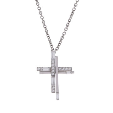 ハリー ウィンストン トラフィッククロス ネックレス シルバー PEDPRDSML40 Pt950プラチナ レディース ジュエリー 【中古】【jewelry】