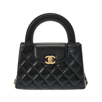 シャネル ミニ ショッピング バッグ ブラック AS4416 シャイニークランブルカーフスキン レディース バッグ 【未使用】【bag】