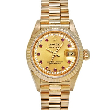 ロレックス デイトジャスト 69178LR シャンパン/ミリヤードダイヤモンド/ルビー レディース 時計 【中古】【wristwatch】