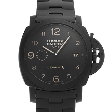 パネライ ルミノール 1950 トゥットネロ 3デイズ GMT オートマティック チェラミカ PAM00438 ブラック メンズ 時計 【中古】【wristwatch】