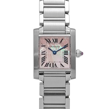カルティエ タンク フランセーズ SM W51028Q3 ピンクシェル レディース 時計 【中古】【wristwatch】