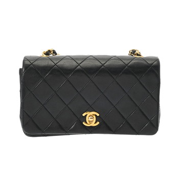 シャネル マトラッセ ターンロックチェーンショルダー ブラック ラムスキン レディース バッグ 【中古】【bag】