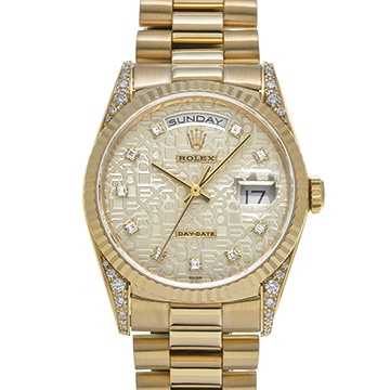 ロレックス デイデイト 18338G シルバーコンピュータ/ダイヤモンド メンズ 時計 【中古】【wristwatch】
