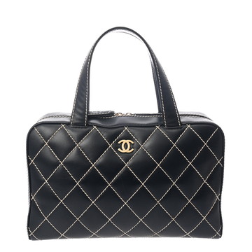 シャネル ワイルドステッチ ハンドバッグ ネイビー A14692 カーフスキン レディース バッグ 【中古】【bag】