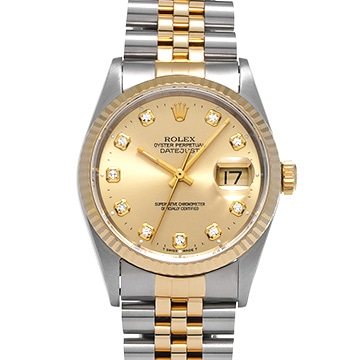 ロレックス デイトジャスト 16233G シャンパン/ダイヤモンド メンズ 時計 【中古】【wristwatch】