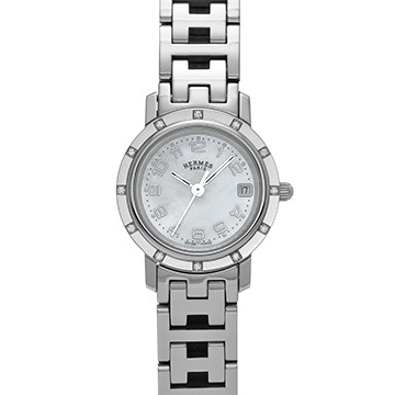 エルメス クリッパー ナクレ CL4.230 ホワイトシェル レディース 時計 【中古】【wristwatch】