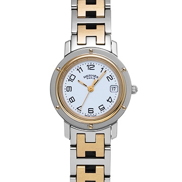 エルメス クリッパー CL4.220 ホワイト レディース 時計 【中古】【wristwatch】