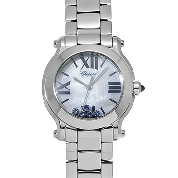 ショパール ハッピースポーツ 30MM 8509 ホワイトシェル/サファイア レディース 時計 【中古】【wristwatch】