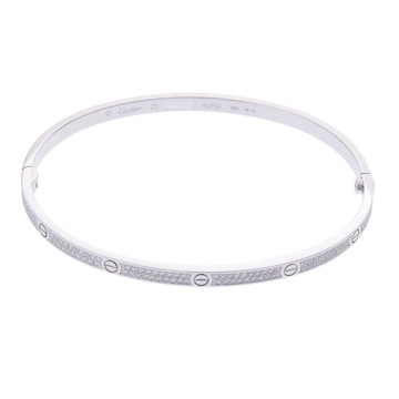 カルティエ ラブブレスレット SM #20 フルパヴェ シルバー K18ホワイトゴールド WG レディース ジュエリー 【中古】【jewelry】