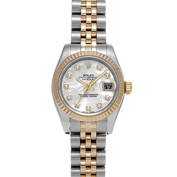 ロレックス デイトジャスト 179173NG ホワイトシェル/ダイヤモンド レディース 時計 【中古】【wristwatch】