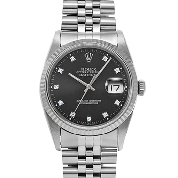ロレックス デイトジャスト 16234G ブラック/ダイヤモンド メンズ 時計 【中古】【wristwatch】