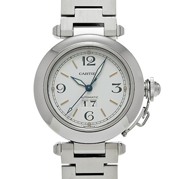 カルティエ パシャC ビッグデイト W31044M7 ホワイト ユニセックス 時計 【中古】【wristwatch】