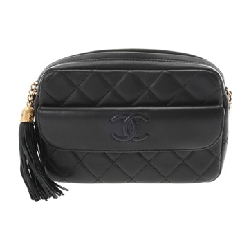 シャネル マトラッセ フリンジチェーンショルダー ブラック AS1823  カーフスキン レディース バッグ 【中古】【bag】
