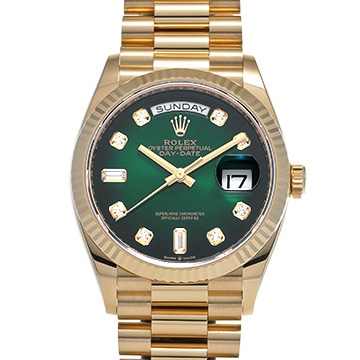 ロレックス デイデイト 36 128238A グリーンオンブレ/ダイヤモンド メンズ 時計 【中古】【wristwatch】