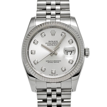 ロレックス デイトジャスト 116234G シルバー/ダイヤモンド メンズ 時計 【中古】【wristwatch】