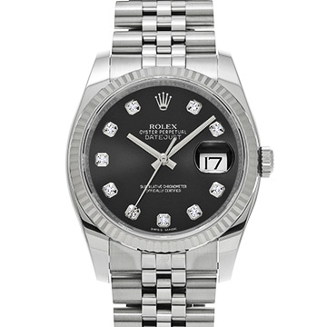 ロレックス デイトジャスト 116234G ブラック/ダイヤモンド メンズ 時計 【中古】【wristwatch】
