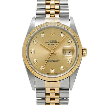 ロレックス デイトジャスト 16233G シャンパン/ダイヤモンド メンズ 時計 【中古】【wristwatch】