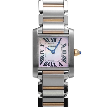 カルティエ タンクフランセーズ SM W51027Q4 ピンクシェル レディース 時計 【中古】【wristwatch】