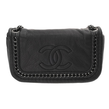 シャネル ラグジュアリー チェーンショルダー ブラック レザー レディース バッグ 【中古】【bag】