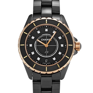 シャネル J12 38MM H2544 ブラックラッカー/ダイヤモンド メンズ 時計 【中古】【wristwatch】