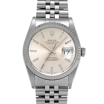 ロレックス デイトジャスト ティファニーダブルネーム 16234 シルバー メンズ 時計 【中古】【wristwatch】