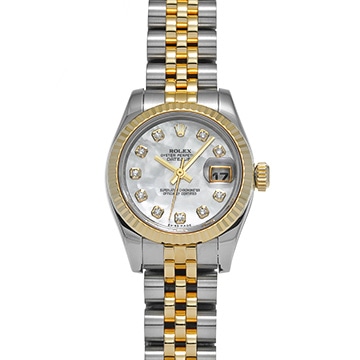 ロレックス デイトジャスト 179173NG ホワイトシェル/ダイヤモンド レディース 時計 【中古】【wristwatch】