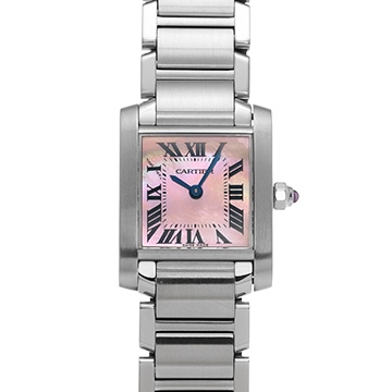 カルティエ タンク フランセーズ SM W51028Q3 ピンクシェル レディース 時計 【中古】【wristwatch】