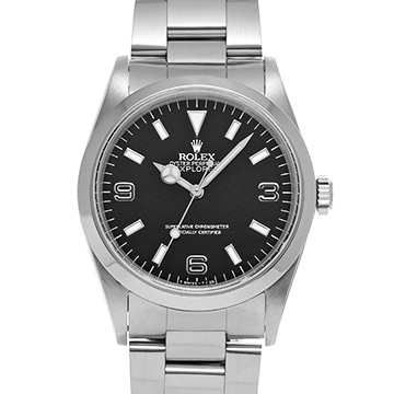 ロレックス エクスプローラー ブラックアウト ホワイトレター 14270 ブラック メンズ 時計 【中古】【wristwatch】