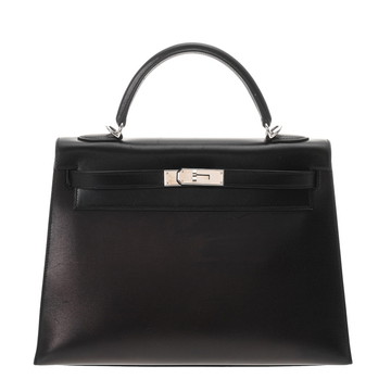 エルメス ケリー32 外縫い ブラック ボックスカーフ レディース バッグ 【中古】【bag】