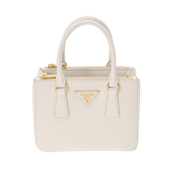 プラダ ガレリア ミニバッグ 2WAY ホワイト 1BA906 サフィアーノレザー レディース バッグ 【中古】【bag】