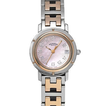 エルメス クリッパー ナクレ CL4.221 ピンクシェル レディース 時計 【中古】【wristwatch】