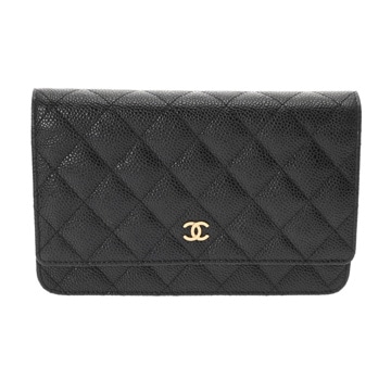 シャネル マトラッセ チェーンウォレット ブラック A33814 キャビアスキン レディース バッグ 【中古】【bag】
