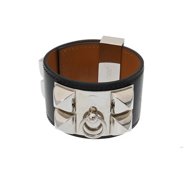 エルメス コリエドシアン ブレスレット #S ブラック/シルバー金具 ボックスカーフ レディース ジュエリー 【中古】【jewelry】