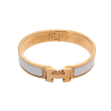 エルメス クリックH ホワイト/ゴールド金具 エナメル レディース ジュエリー 【中古】【jewelry】