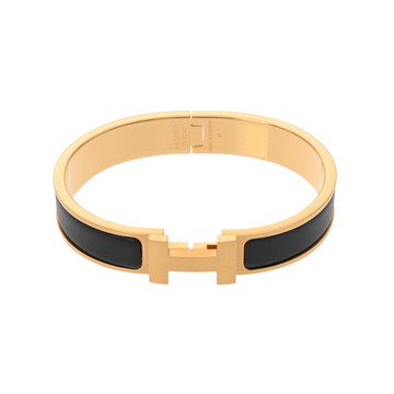 エルメス クリックアッシュ ブラック/マットゴールド金具 エナメル ユニセックス ジュエリー 【中古】【jewelry】
